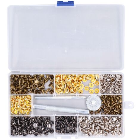 Rivet pour Cuir Kit DIY avec Outils Fixation - Kit Métallique 240 Pièces Caps Tubulaire 2 Tailles (6mm, 8mm) 4 Coloris Cuivre Nickel Free (1/5)