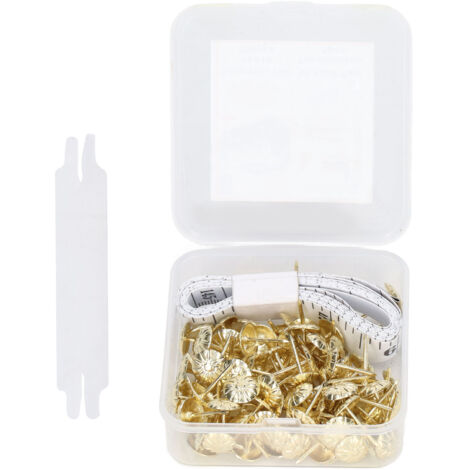 [Tack de décoration] Kit de 100 clous dorés tête décorative pour canapé avec accessoires [Steel, 16mm] (1/5)