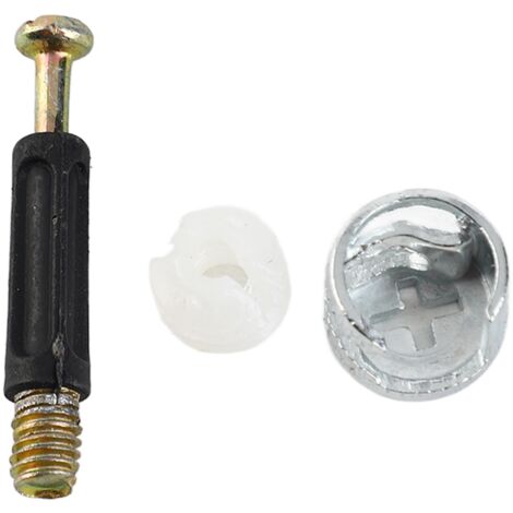 Kit de fixation 3-en-1 pour meubles - Lot de 100 pièces avec connecteurs à roue excentrée, vis et écrous pré-emboîtables nylon, surface galvanisée anti-corrosion, pour panneaux ≥16mm (1/5)