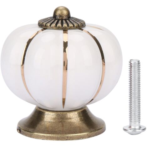 Poignée Bouton Pomme Ceramique Européenne Blanc Zinc pour Cabinet Armoire Meuble (1/5)