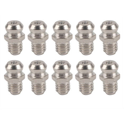 Lot de 10 Nipples pour Graisseuse Nickelés, Type M6 Droit (01) - Accessoires Lubrification Métal Haute Résistance (1/5)