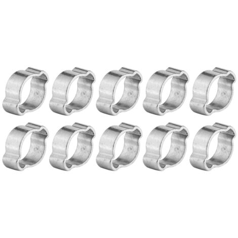Collier de serrage à oreilles galvanisé zinc, fer, 15-18mm, pour tuyaux essence/réservoir, 10 pièces. (1/5)