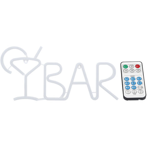 Enseigne LED Neon BAR Lettres PVC Pur Bleu Violet Rose Multicolore USB Batterie Commande 8 Modes Lumière Mur Table Fête Déco (1/5)