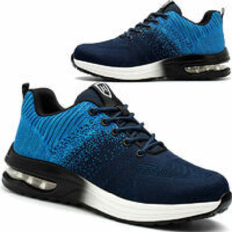 Chaussures de Sécurité Hommes Femmes Légère Basket de Sécurité Respirante Confortable Chaussure de Travail avec Embout en Acier Taille Bleu 37