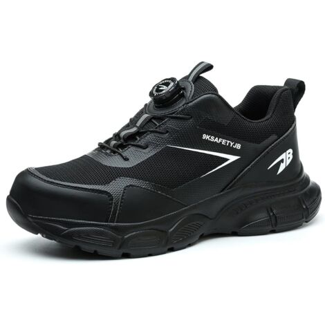 Chaussures de sécurité légères pour homme et femme - Mode - Bouton pression - Bottes de sécurité avec embout en acier - Respirantes - Chaussures de travail - Chaussures de sécurité pour homme, Noir , (1/5)