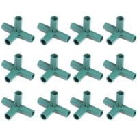 12 PCS 4 Way 11mm Fitting Gardening Connectors, Greenhouse Frame Building Connector, Heavy Duty Plastic Tee Pipe Joint Greenhouse Shed Pipe Tent Connection