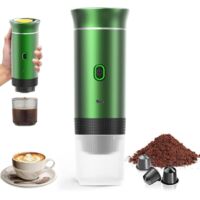 Cafetière Expresso Portable 3-en-1 Électrique 12V Rechargeable – Compatible Capsules et Café Moulu, Vert