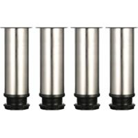 Pieds de meuble réglables 150 mm – Acier inoxydable brossé – Lot de 4 avec vis – Réglage 0-15 mm