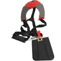 Harnais double épaule en nylon pour débroussailleuse – Noir/Rouge, réglable et universel