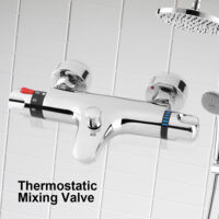 Robinet Thermostatique de Douche & Bain en Cuivre H59 avec Divertisseur, Valve Céramique et Arrêt Sécurité 38°C, 1/2", 150mm