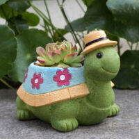 Pot de Fleur Tortue en Résine pour Décor de Patio et Jardins - Pot à Plantes Succulentes Décoratif Animal Paysage [Turtle Planter Cute Animal Landscape Decorative Flower Pot Resin Succulent Pot for Ou