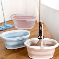 Seau pour Lavage de Voiture - Sturdy PP - Grande Capacité - Collier Mop Bucket Compact Portable avec Manche pour Maison, Jardin, Salle de Bain - Rose