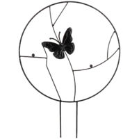 Treillis de jardin en fer noir 30×42cm pour plantes grimpantes en pot avec design butterfly - 1 pièce