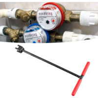 Clé à T pour compteur d'eau 41cm avec clé multi-fonctions 4 côtés - T Handle Curb Key Steel et accessoire