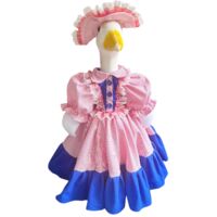 Tenue pour Statue Goose - Costume avec Robe et Chapeau Décoratif pour Jardin Patio Terrasse Bleu Rouge - 23 Pouces Hauteur - Ensemble 2 Pièces Fabric