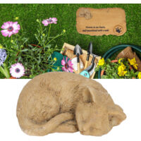 Plaque commemorative pour animaux - Monument de jardin résistant - Résine imperméable avec base en forme de chat - Pierre de mémorial en couleur sable