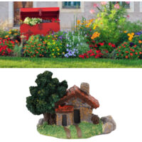 Miniature Maison Resin Maison Village Hut Ornament Micro Landscape Decoration Bonsai for Home Garden Stone House Figurine Detailed Design Vivid Colors Premium Resin Compact 128g