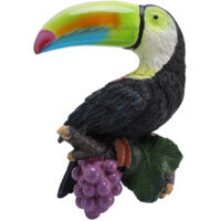 Statue de Toucan Suspendu Sculpture de Jardin Exotique Tropicale en Résine Multicolore Décor pour Arbres, Pelouse, Porche, Patio (15x22cm / 660g)