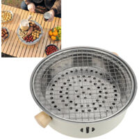Barbecue Grill Charcoal Portable Tabletop BBQ Grill 11.02 Inch Round Outdoor Indoor Stainless Steel Charcoal Tray Grill Mesh Alloy