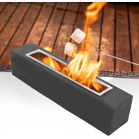 Barbecue de table rectangle portable et innovant - Type Tabletop Fire Pit, Modèle en ciment et acier inoxydable, 45x10x10cm pour chauffage, grillades et décoration intérieure
