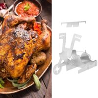 Support de Poulet Portable Grille en Acier Inoxydable pour BBQ Familial avec Support Canette de Bière