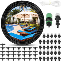 Système de Brumisation Extérieur Outdoor Cooling avec Ligne de 30m/16 Embouts Brass, pour Patio Jardin Serre Trampoline Parc Aquatique