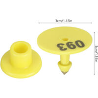 Étiquettes d'oreille pour animaux d'élevage TPU 100pcs modèle jaune rond numéro 3cm pour cochons moutons bovins identification élevage traçabilité