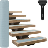 Ruban Adhésif Antidérapant PEVA pour Escaliers - Lot de 15 Rouleaux Précoupés 6x30in Gris avec Roulette