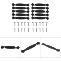 Poignées pour Portes et Tiroirs en Cuir Noir - Lot de 10 avec Vis - Adaptables pour Cabinet, Cuisine, Wardrobe
