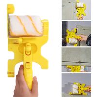 Rouleau à Peinture Kit - Set Multifonctionnel avec Manche Ergonomique Rotatif pour Mur, Plafond, Fenêtres - 1 Rouleau + 2 Brosses en Aluminium Alliage & Lint