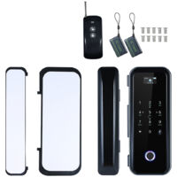 Serrure à Verrouillage Connecté avec Reconnaissance Digitale sur Porte Vitrée - 4 Modes (Mot de passe, carte, contrôle distant) - Sensible - Télécommande - Contrôle vocal - Anti-violation - Aluminium