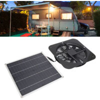 Ventilateur Solaire Kit Ventilateur d'Extraction 100W Panneau Solaire avec Ventilateur Rond 10 Pouces pour Serre Cabane Poulailler Noir
