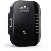 Repéteur WiFi 300M Amplificateur de Signal WiFi Portable 7 Indicateurs Lumineux avec Port Ethernet Extenseur WiFi Simple Configuration Relay/AP 2 Modes de Fonctionnement Amplificateur de Signal WiFi E