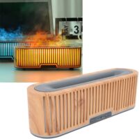 Diffuseur de Flamme de 200ml avec Grain de Bois Lumineux, 7 Couleurs Ambiance et Ultrason Super Silencieux pour Chambre Bureau. Plug UK 100‑240V