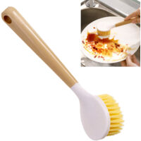 Broset Écologique Longue Manche Anti-Fatigue – Brosse à Poêle et Plaque en Plastique Rigide (22.5cm, Noir)