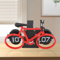 Montre Flip Bike Vintage & Mechanical à Energizer, Stainless Steel Timer Desk Clock for Office Home 20cm Red