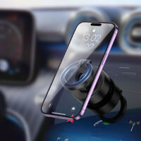 Support pour téléphone magnétique à ventouse électrique, à 360°, 3 sections, noir, pour bureau ou véhicule, ABS et SUS