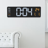 Horloge Murale LED Grande Affichage avec Contrôle Remote, 39cm Grande Ecran, 10 Niveaux Lumière Adjustable, Date, Température, Alarmes