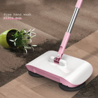 Balai-Vacuum 2-en-1 avec Brosse et Serpillière - Mano Sweeper Mop Cleaning Machine Pink avec Tissu - Haute Performance 750g Stainless Steel PP Fiber