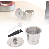 Capsule Réutilisable Kit Accessoires Dosette Café Stainless Steel Single Hole Rechargeable avec Spoon Brush