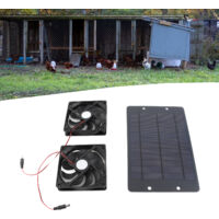 Kit Ventilation Solaire Ventilateur Duo avec Panneau 20W pour Poulailler Serre Cabane