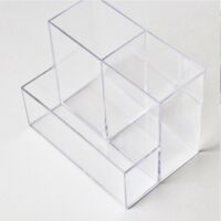 Organisateur de bureau en acrylique transparent à compartiments multiples pour stylos et crayons pour bureau et maison