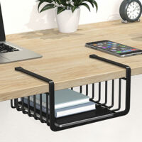 Panier filaire sous étagère multifonction - Dimensions supérieur 28cm/inférieur 27x23cm - Noir - Tube accroche 17cm - 1 unité