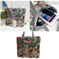 Sac Shopping - Sac En Toile Vintage Uni Face Avec Broderie Exquise, Style Ethnique