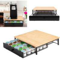 Tiroir Organisateur pour Capsules de Café en Bamboo Métal, 36 Capsules Capacité, Tiroir de Stockage pour Station Café