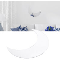 Décoration Murale Acrylic Mirror Moon Sticker, Sticker de Décoration Arrière-plan pour Maison Bureau Corridor, Argenté, 34x25.5cm