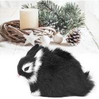 Miniature Plush Rabbit Figurine Artificial Plush Material Soft Comfortable Stuffed Animal Doll for Table Decoration Black Approx. 13cm