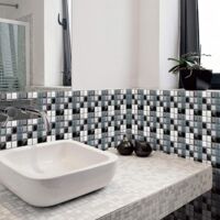 Carrelage Adhésif Peel-and-Stick PVC 10x10cm 30 Pièces pour Cuisine et Salle de Bain DIY Sans Joints