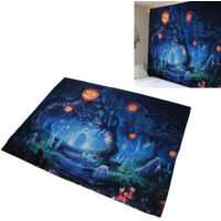 Décoration Halloween Tapestry Polyester 200x150cm Arrière-plan Halloween Scary Cemetery Pumpkin Lantern