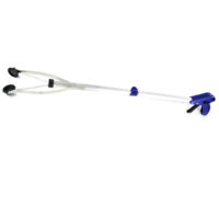 Long Grabber Gadget - Portable Foldable Reacher Tool 81cm Clamp Picker with Suction Cups (Aluminium Alloy, Blue, Single Unit)